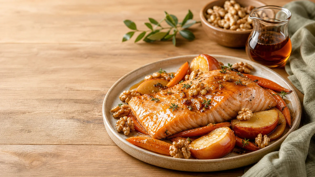 Table gourmande présentant plusieurs recettes salées et sucrées à l’érable