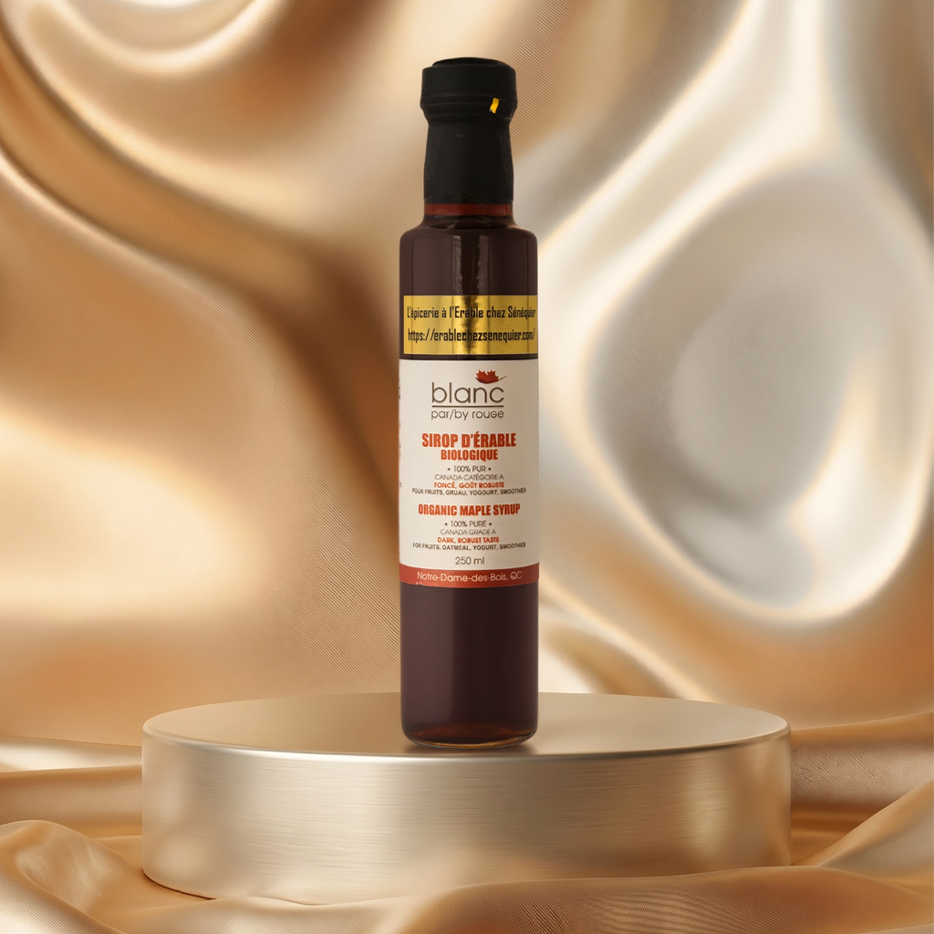 Sirop d'érable pur bio foncé robuste Blanc par rouge