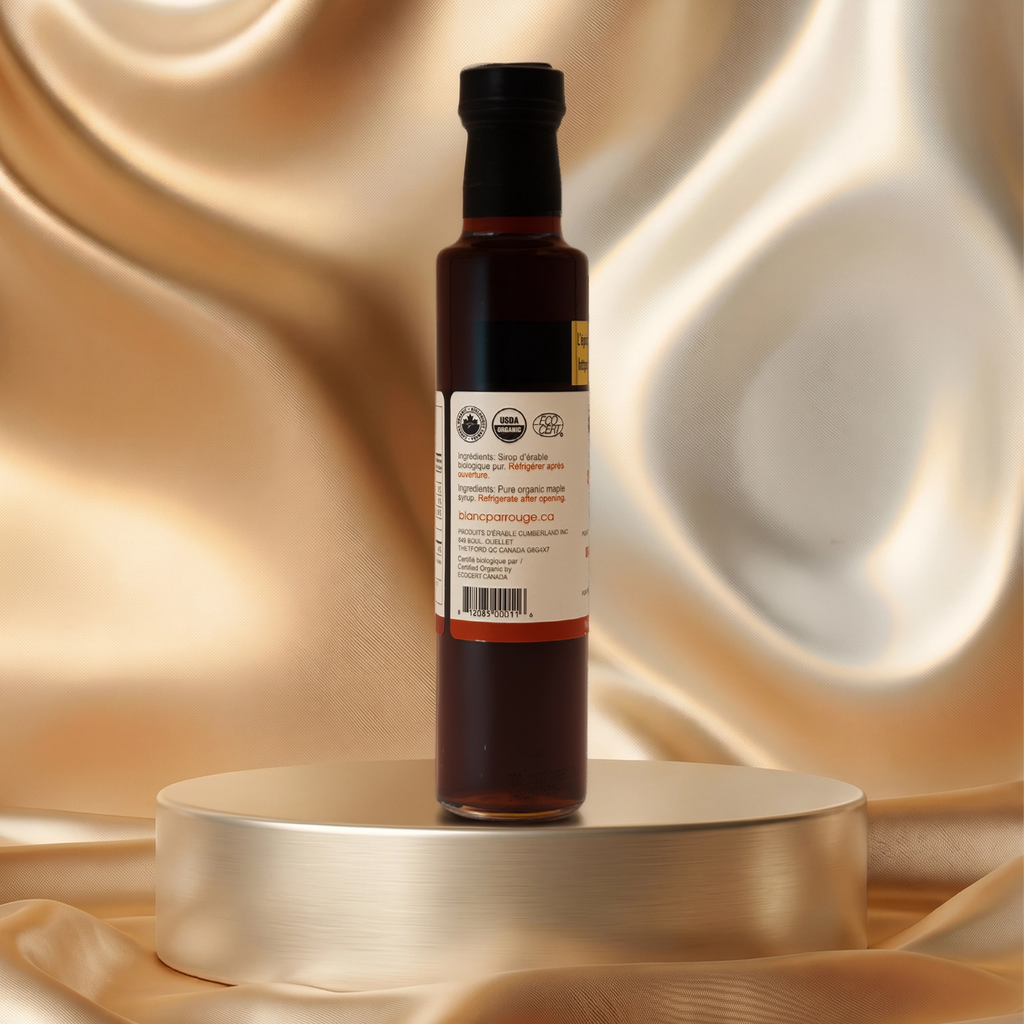 Sirop d'érable pur bio foncé robuste Blanc par rouge