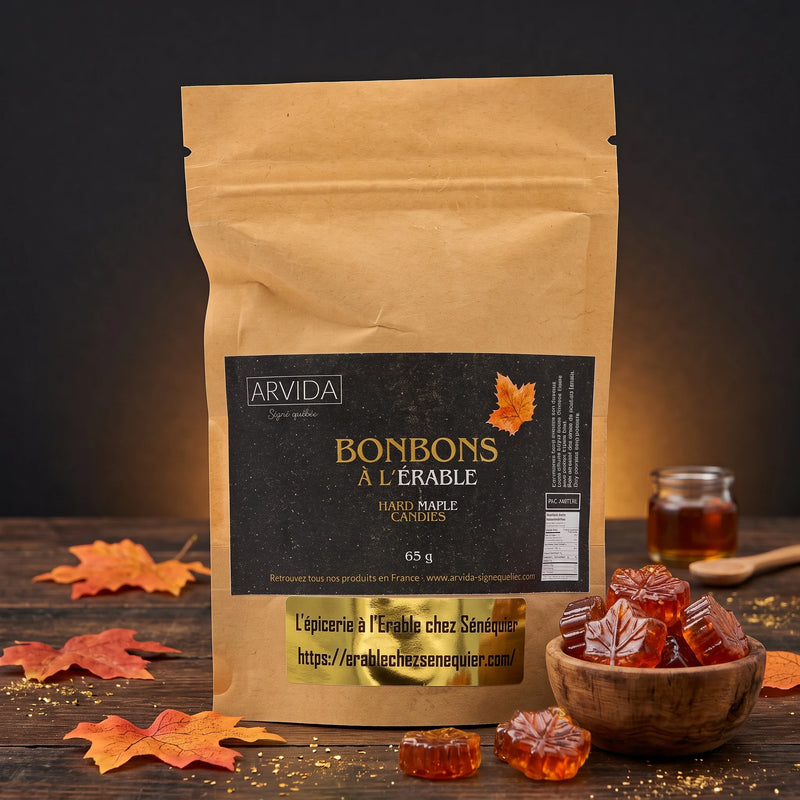 Bonbons feuille d'érable 100 % sirop d'érable pur – 12 bonbons 65 g