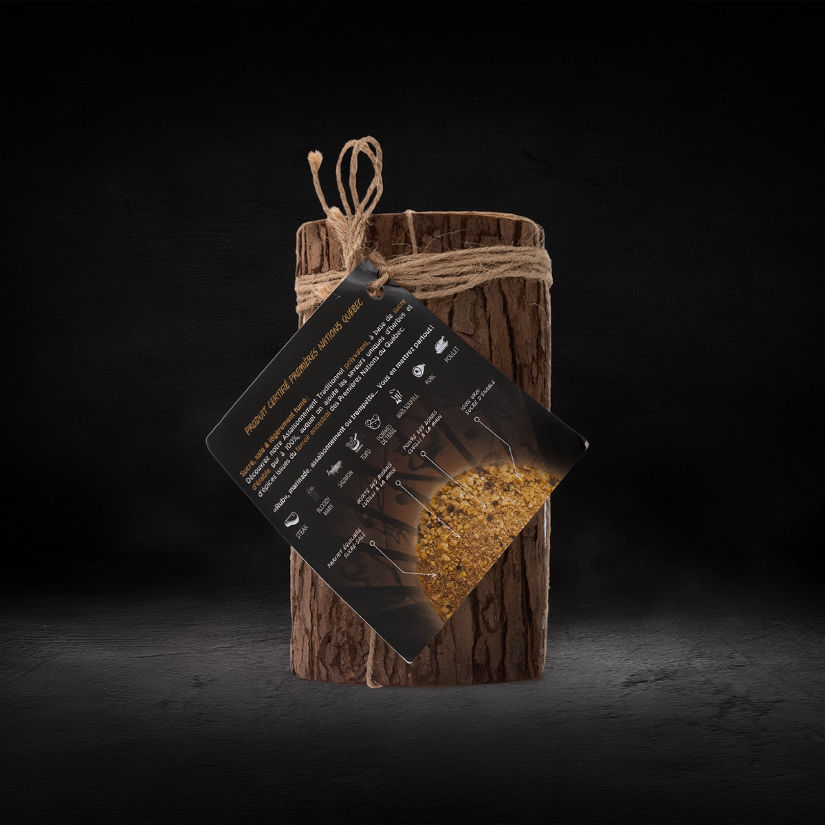 Bûche cadeau en bois et épices 100 g – Épices du Guerrier – vue arrière