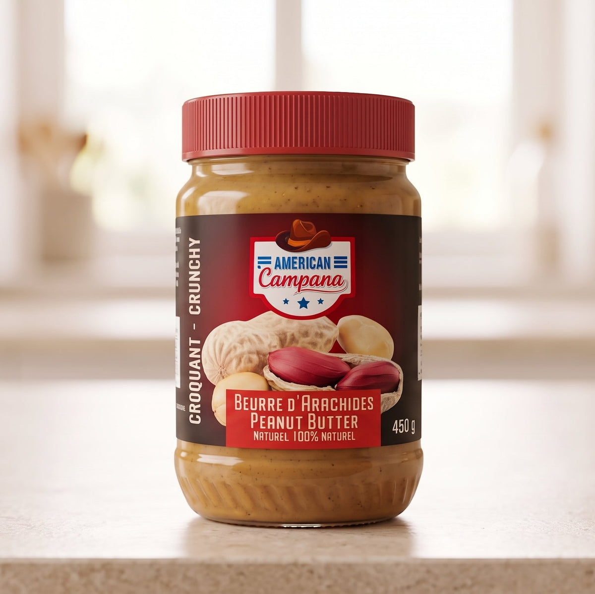 Beurre de cacahuètes croquant 100 % naturel 450 g – Campana