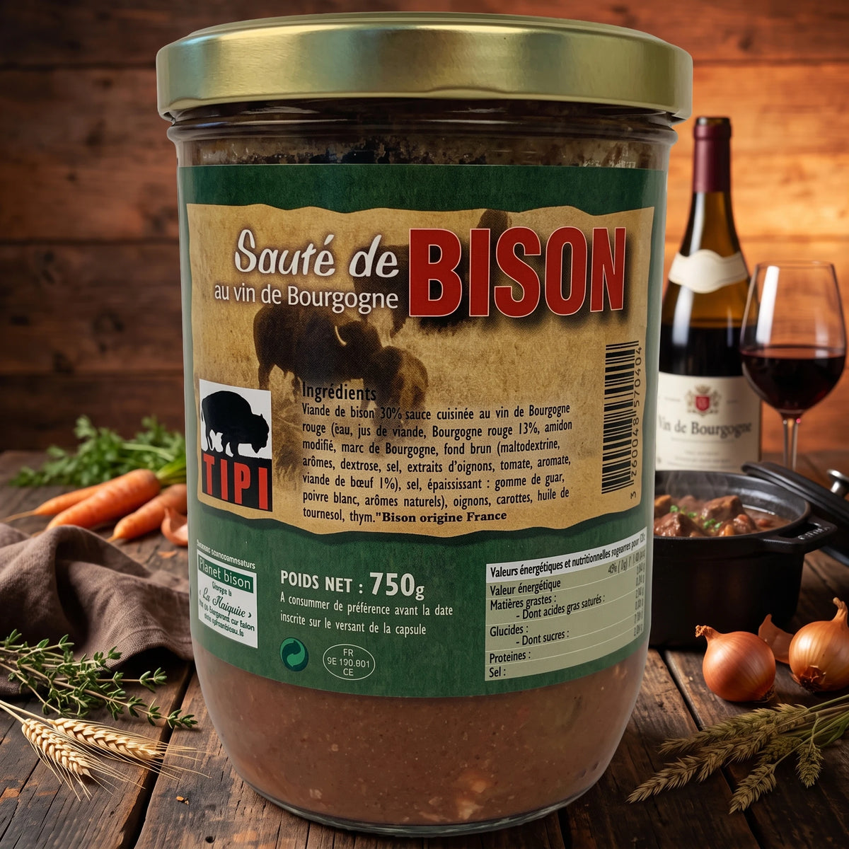 Sauté de bison au vin de Bourgogne 750 g – TIPI