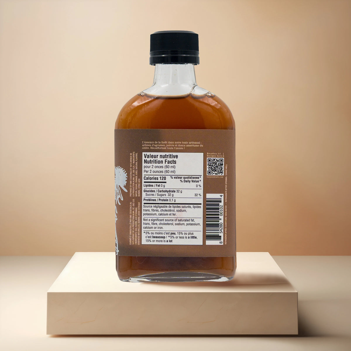 Sirop tonic artisanal Forêt Boréale pour cocktails – KWE – vue arrière