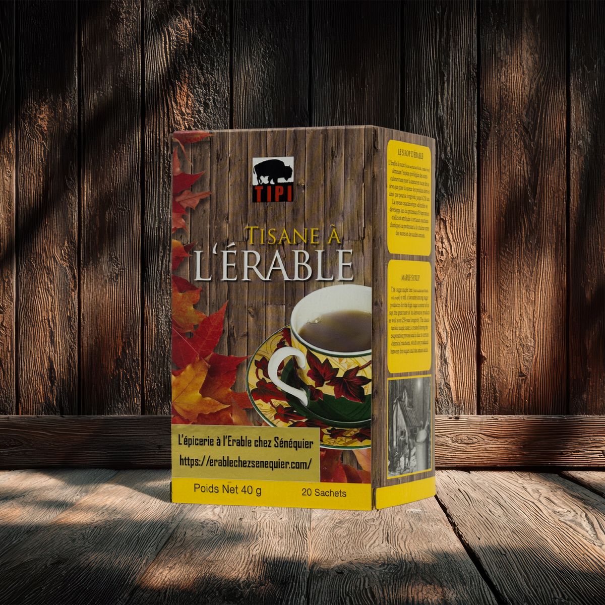 Tisane à l'érable sans caféine – TIPI – vue de trois quarts