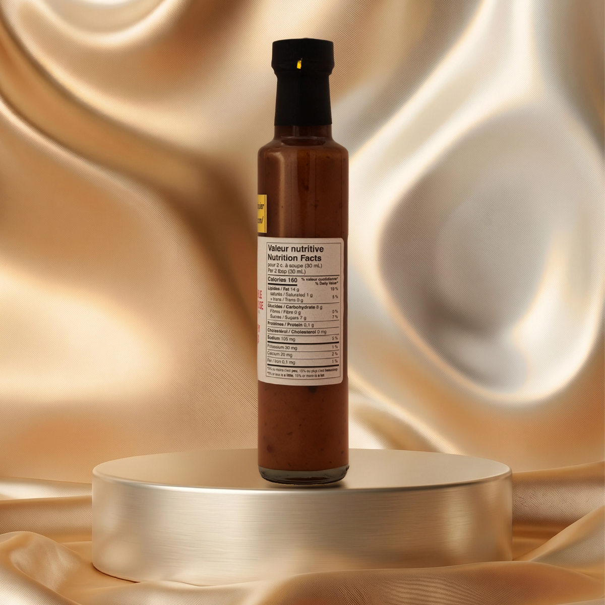 Vinaigrette érable et framboise 250 ml – Blanc par rouGe – vue de côté